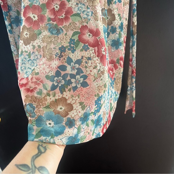 Vintage 70s Scruples California Floral Tie Back Dress - Picture 5 of 10